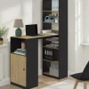 Bureau avec rangements noir et bois