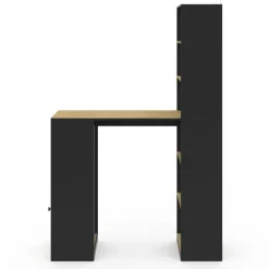 Bureau avec rangements noir et bois