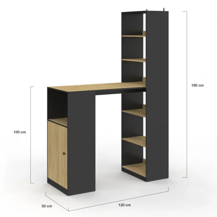 Bureau avec rangements noir et bois