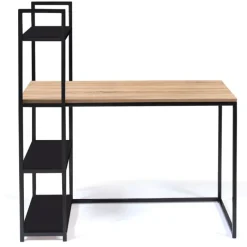 Bureau avec étagères style industriel en bois et métal noir