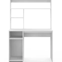 Bureau blanc avec étagères de rangement