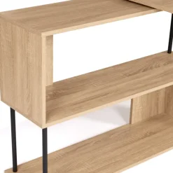 Bureau d’angle rotatif 180° industriel avec étagère forme S