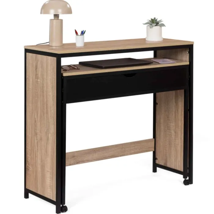 Bureau extensible gain de place 1 tiroir style industriel