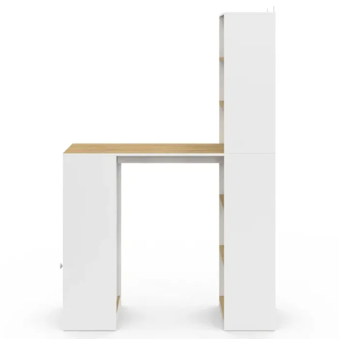 Bureau LUNG avec rangements blanc bois