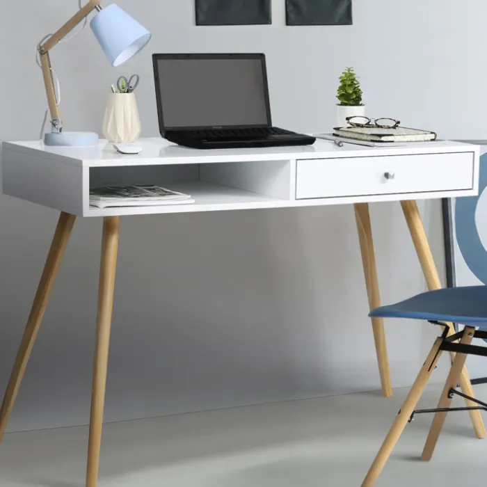 Bureau style scandinave bois blanc