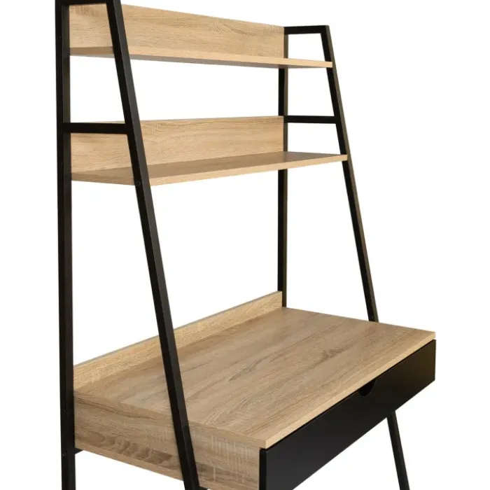 Bureau étagères deux niveaux style industriel