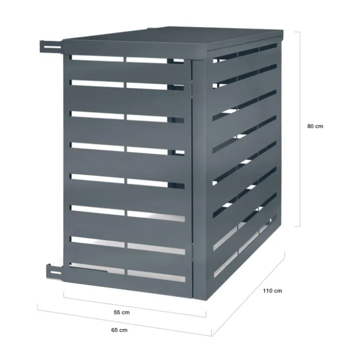 Cache climatiseur en métal gris anthracite protection unité extérieur 110 x 55 x 80 cm