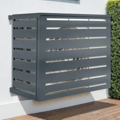 Cache climatiseur en métal gris anthracite protection unité extérieur 110 x 55 x 80 cm