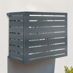 Cache climatiseur extérieur en métal gris anthracite 95x50x80 cm