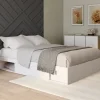 Cadre de lit avec rangements et sommier blanc