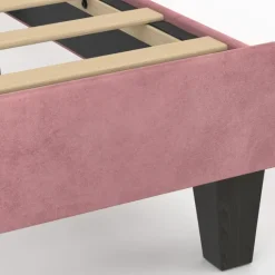 Cadre de lit simple coquillage avec sommier 90 x 190 cm velours rose poudré