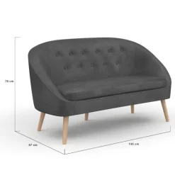 Canapé 2 places scandinave gris