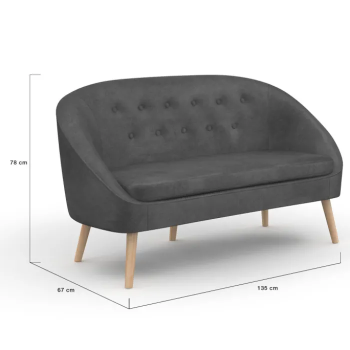 Canapé 2 places scandinave gris