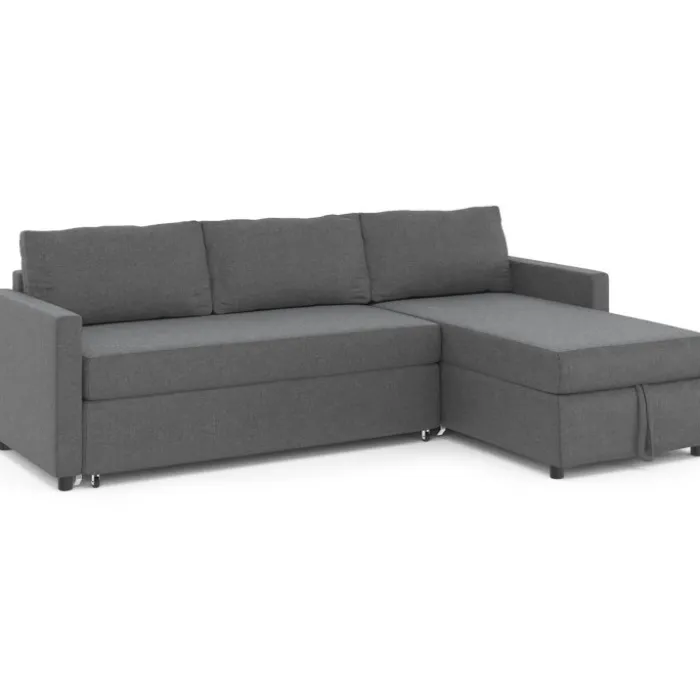 Canapé avec méridienne convertible en tissu gris anthracite