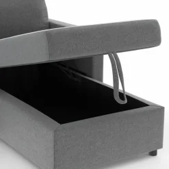 Canapé avec méridienne convertible en tissu gris anthracite