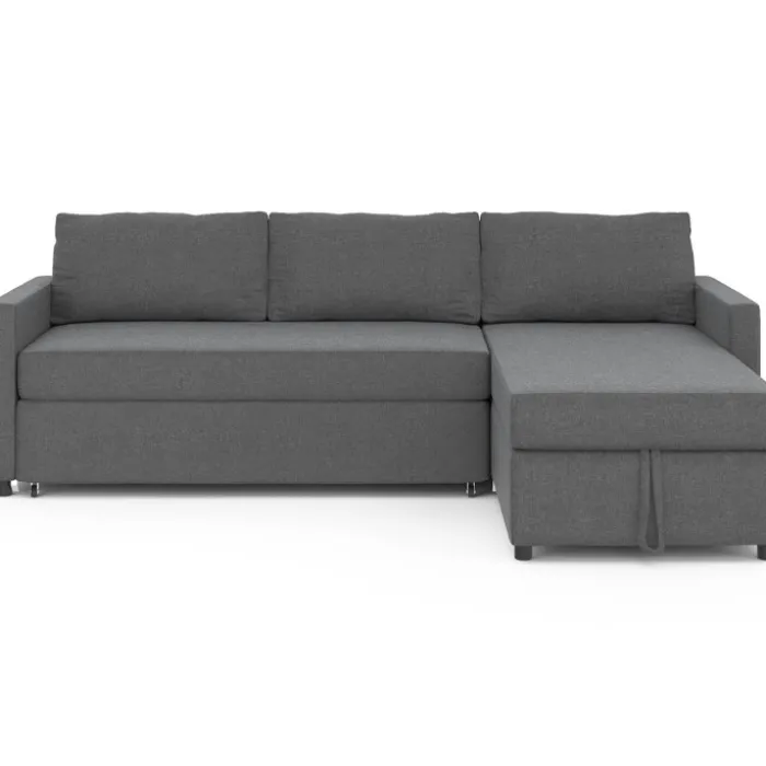 Canapé avec méridienne convertible en tissu gris anthracite