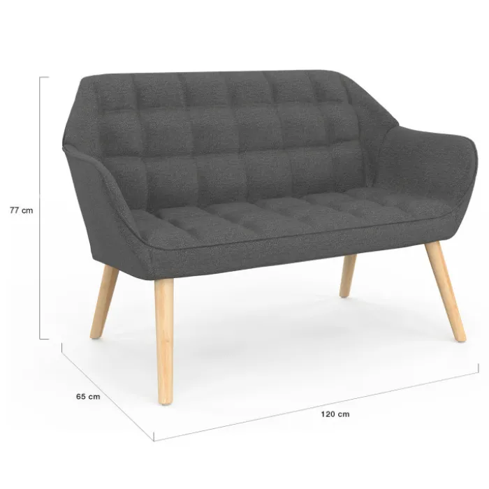 Canapé banquette en tissu gris anthracite