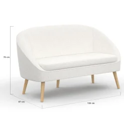 Canapé banquette tissu bouclette blanc