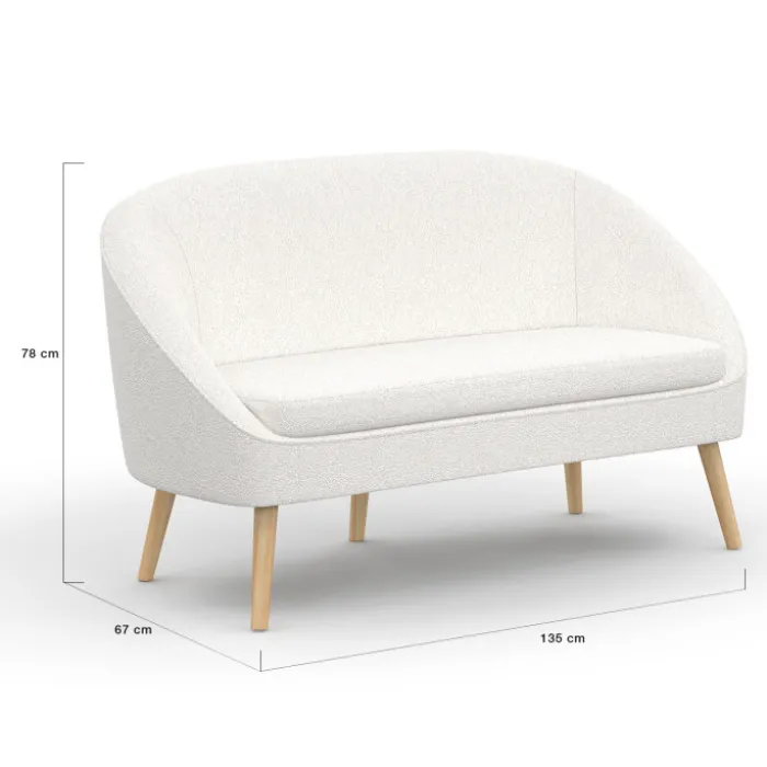 Canapé banquette tissu bouclette blanc