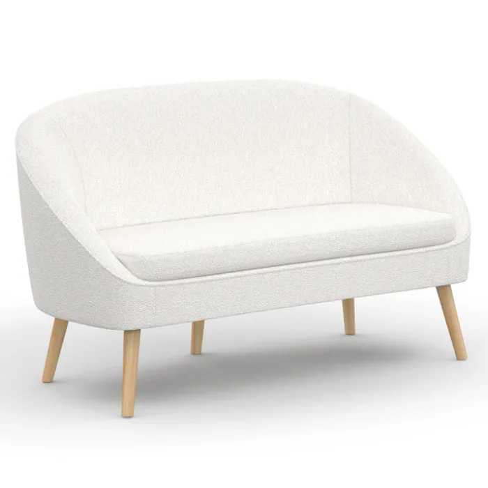 Canapé banquette tissu bouclette blanc