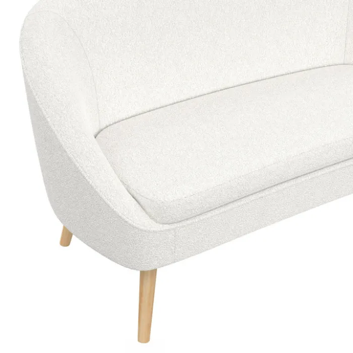 Canapé banquette tissu bouclette blanc