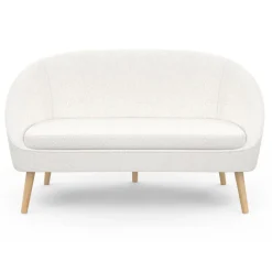Canapé banquette tissu bouclette blanc