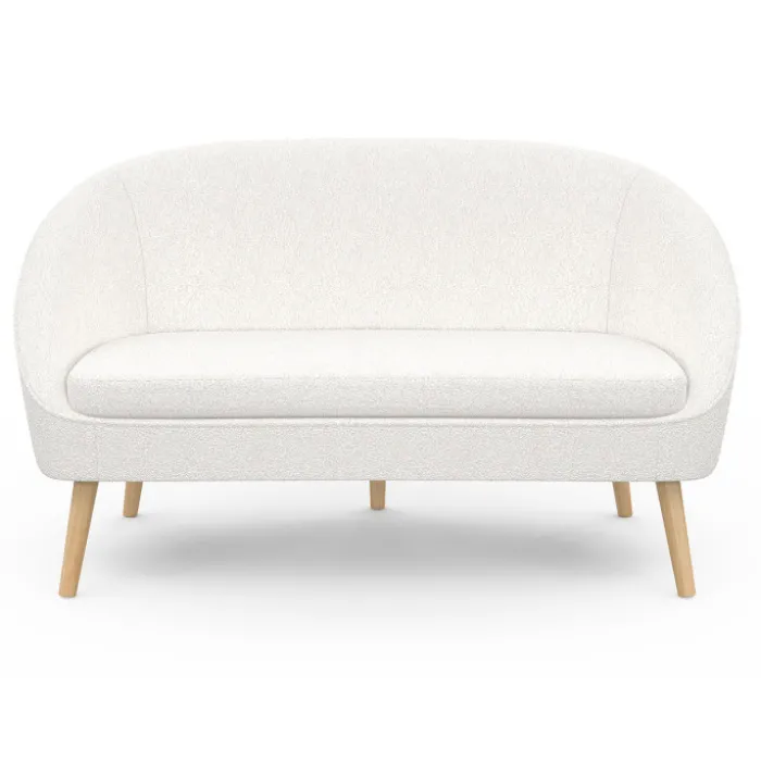 Canapé banquette tissu bouclette blanc