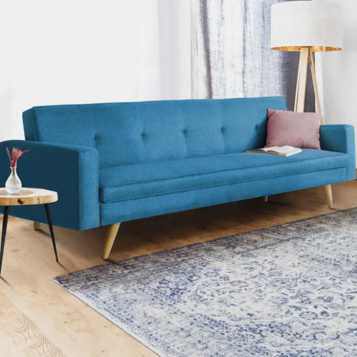 Canapé bleu canard scandinave 3 places convertible