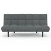 Canapé clic clac 3 places capitonné SALOME en tissu gris anthracite