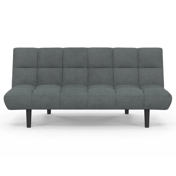 Canapé clic clac 3 places capitonné SALOME en tissu gris anthracite