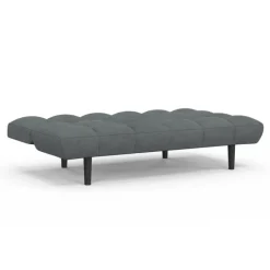 Canapé clic clac 3 places capitonné SALOME en tissu gris anthracite