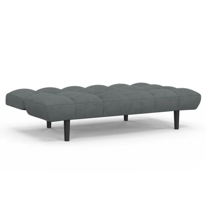 Canapé clic clac 3 places capitonné SALOME en tissu gris anthracite