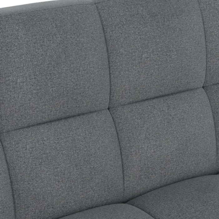 Canapé clic clac 3 places capitonné SALOME en tissu gris anthracite