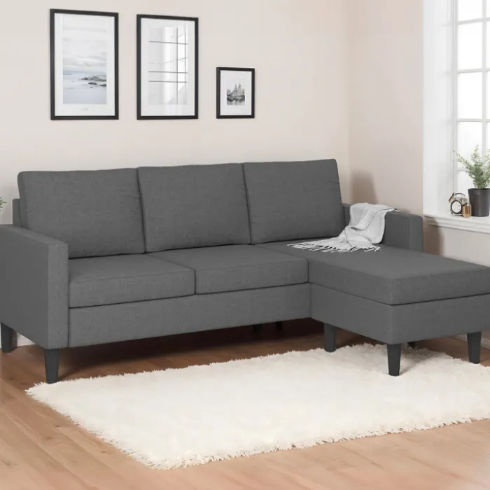 Canapé d’angle 200 cm réversible gris anthracite