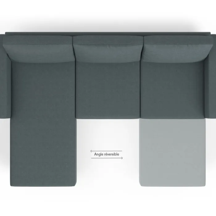Canapé d’angle 200 cm réversible gris anthracite
