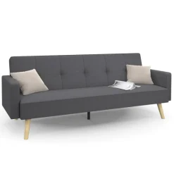 Canapé droit convertible 3 places gris