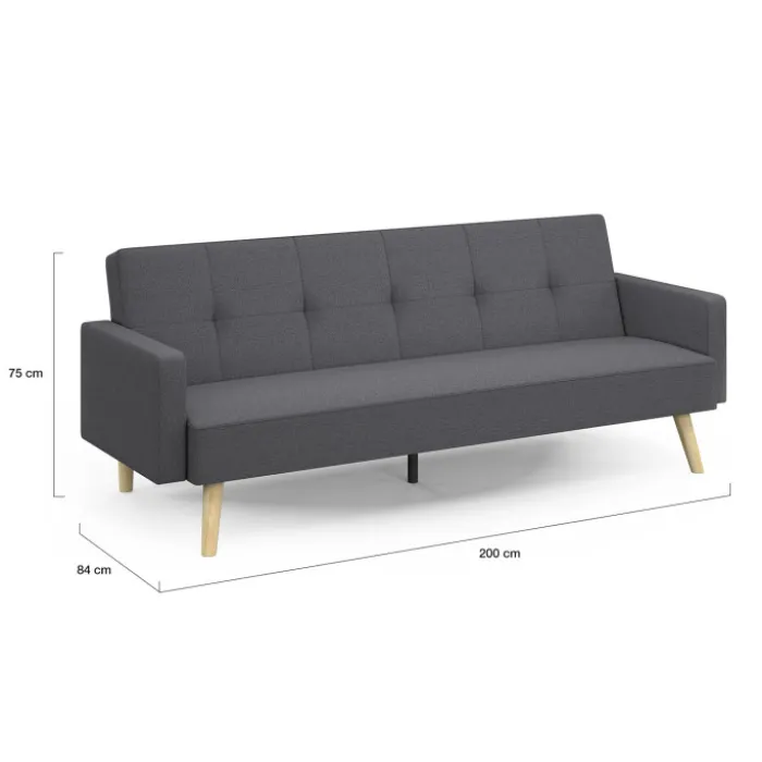 Canapé droit convertible 3 places gris