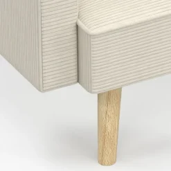 Canapé droit scandinave 3 places convertible velours côtelé beige