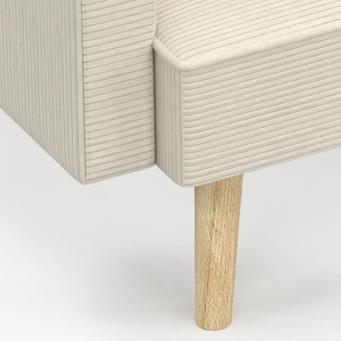 Canapé droit scandinave 3 places convertible velours côtelé beige