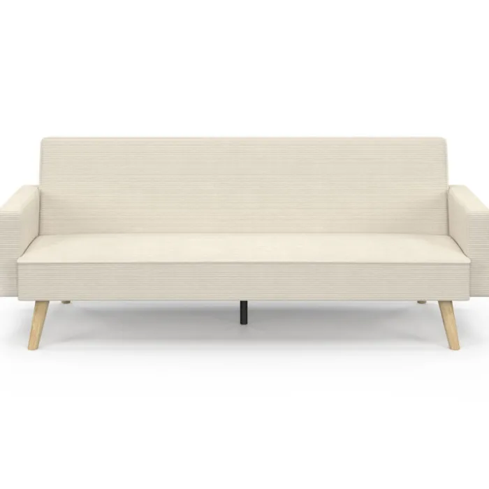 Canapé droit scandinave 3 places convertible velours côtelé beige