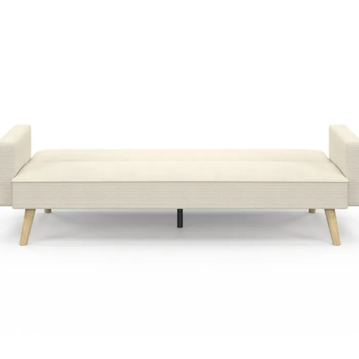 Canapé droit scandinave 3 places convertible velours côtelé beige