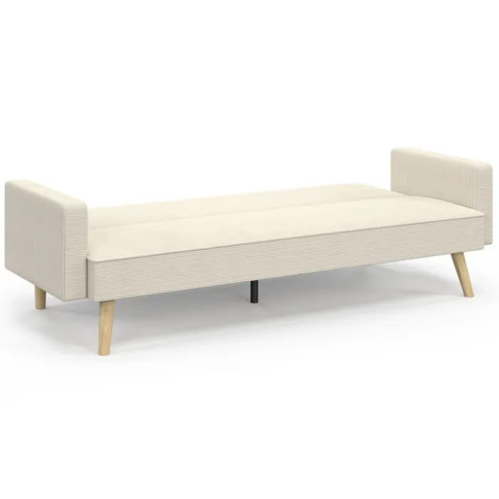 Canapé droit scandinave 3 places convertible velours côtelé beige