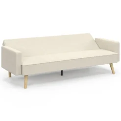 Canapé droit scandinave 3 places convertible velours côtelé beige