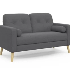 Canapé droit scandinave 2 places en tissu gris anthracite