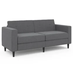 Canapé fixe moderne 3 places 180 cm en tissu gris anthracite