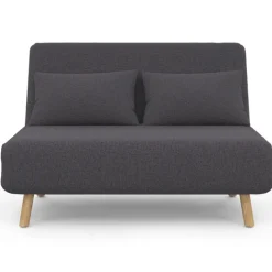 Canapé lit convertible 2 places 120x190cm tissu gris anthracite