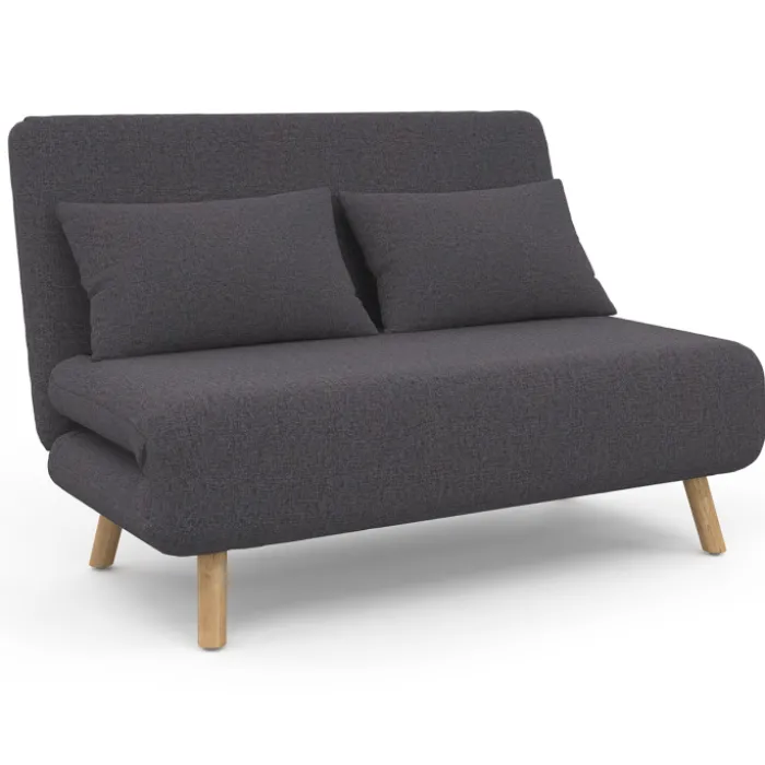 Canapé lit convertible 2 places 120x190cm tissu gris anthracite