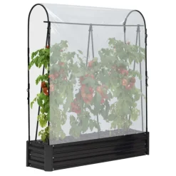Carré potager en métal avec serre à tomates + treillis + housse