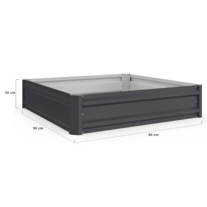 Carrés de potager 90 x 90 cm métalliques gris argentés : lot de 2