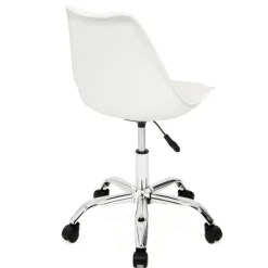 Chaise de bureau scandinave blanche à roulettes